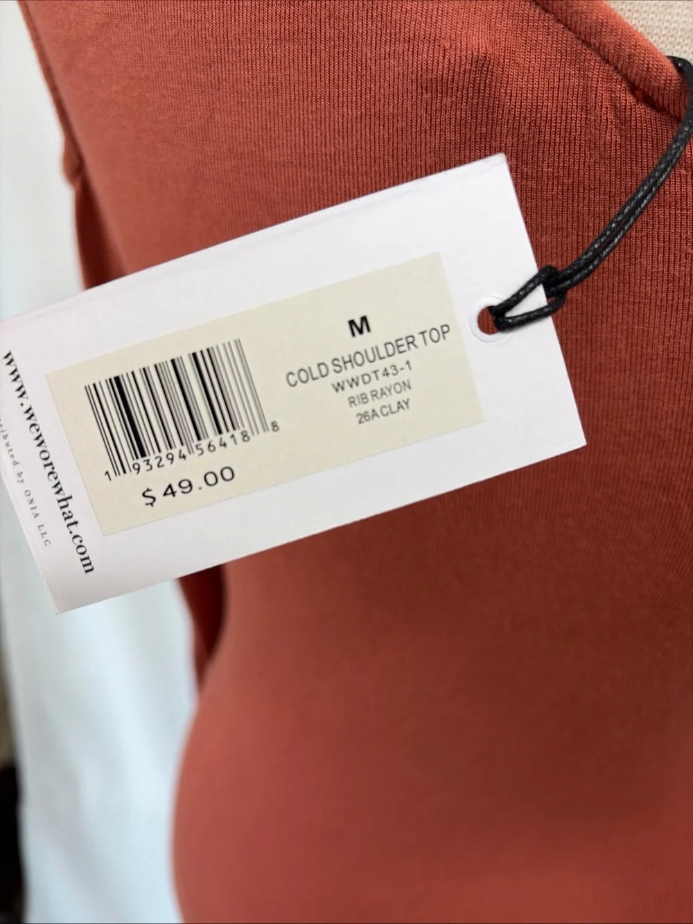 NWT WeWoreWhat Women's Medium Clay Cold 1 Shoulder Long-sleeve Trendy Top $49